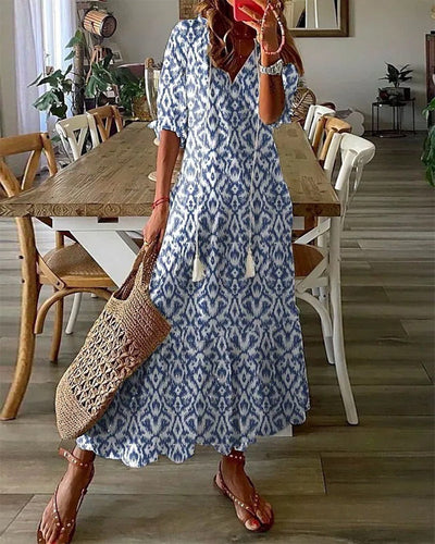 Bianca | Vintage Boho V-Neck Maxi Dress