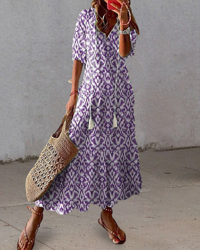 Bianca | Vintage Boho V-Neck Maxi Dress