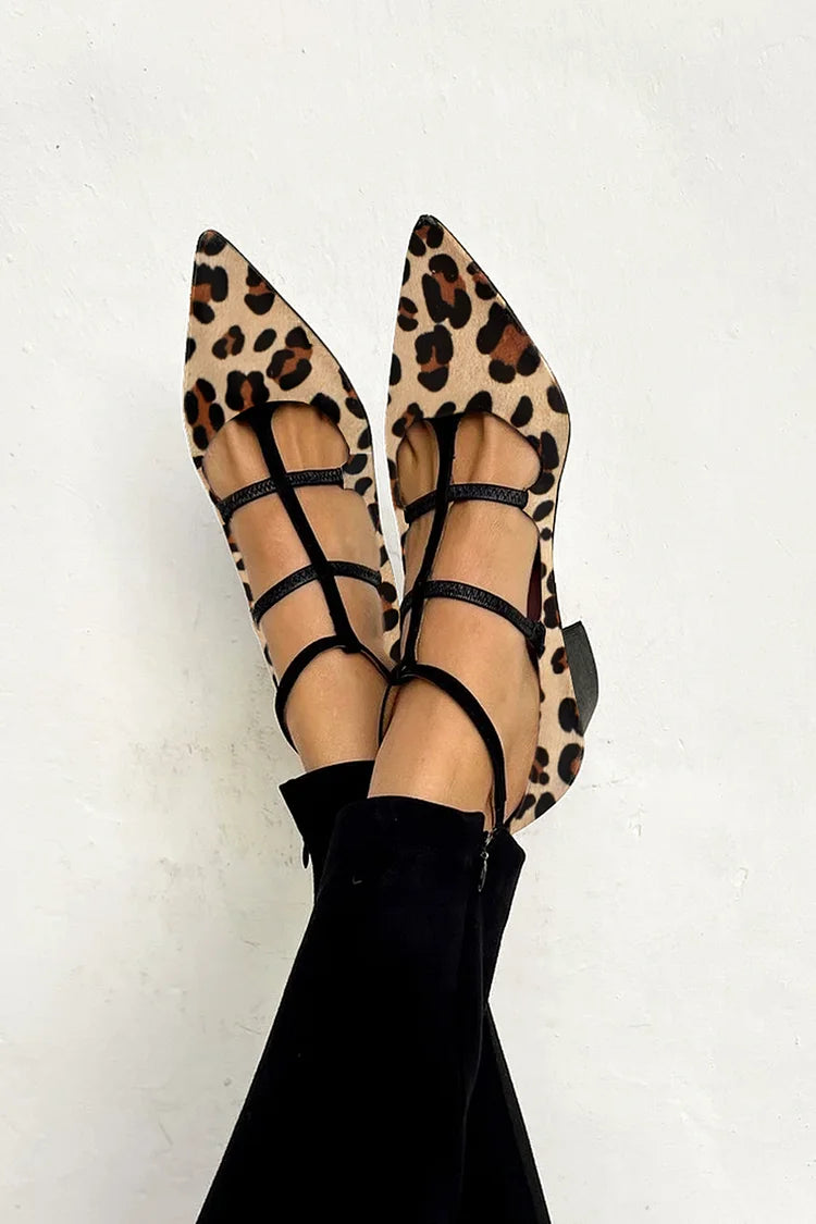 Serena | Animal Print Strap Flats