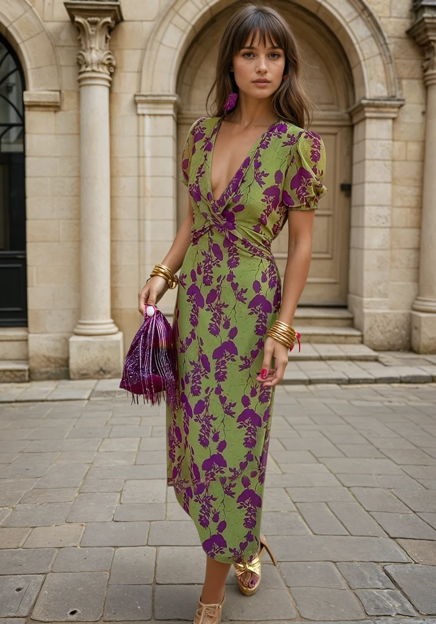 Florencia | Elegant Flutter-Sleeve Midi Dress