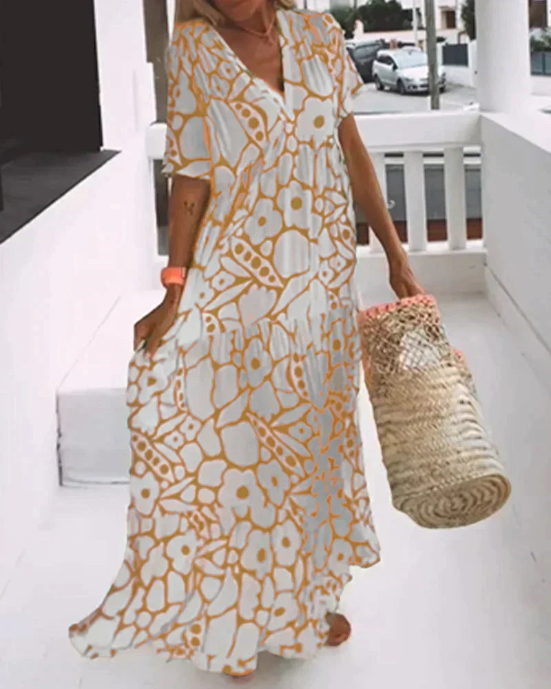 Christine | Flowing Floral V-Neck Maxi Dress