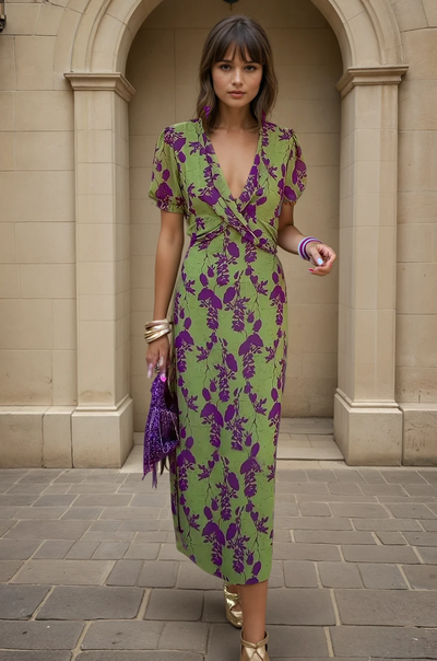 Florencia | Elegant Flutter-Sleeve Midi Dress