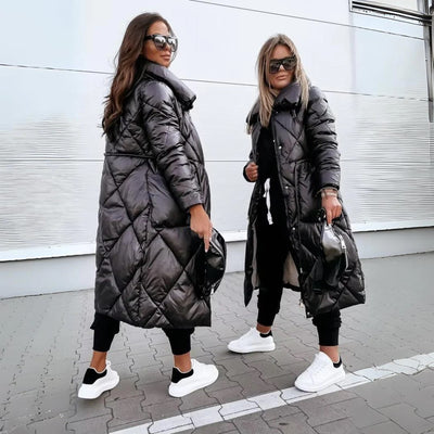 Eliza- Long Quilted Parka with Fleece Lining