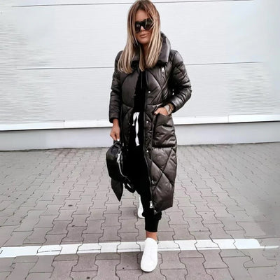 Eliza- Long Quilted Parka with Fleece Lining