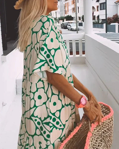 Christine | Flowing Floral V-Neck Maxi Dress