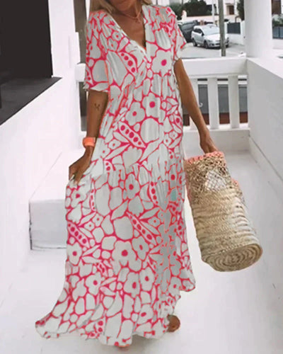 Christine | Flowing Floral V-Neck Maxi Dress