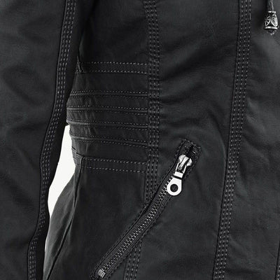 Aven | Modern Hooded Leather Jacket