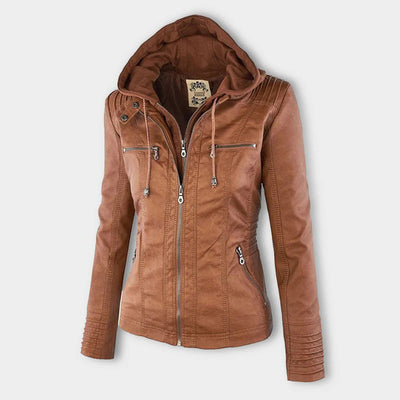 Aven | Modern Hooded Leather Jacket