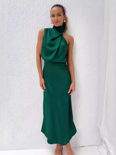 Lydia | Long Halter Neck Dress