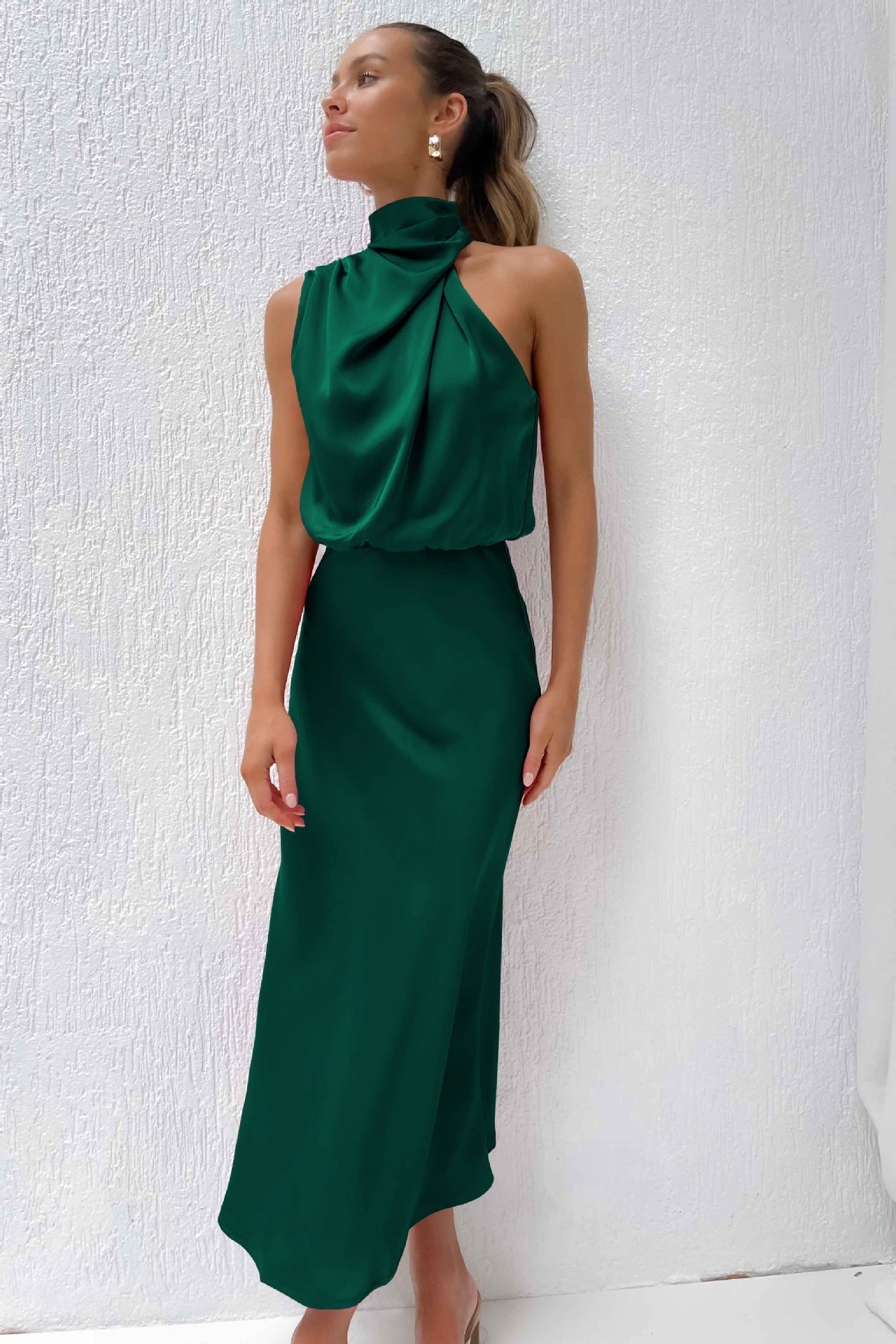 Lydia | Long Halter Neck Dress