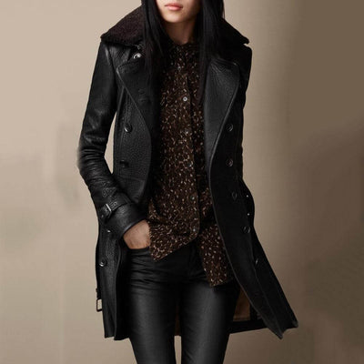 Hannah - Luxurious Leather Trench Coat