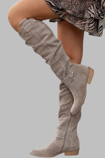 Katie | Perforated Knee-High Boots