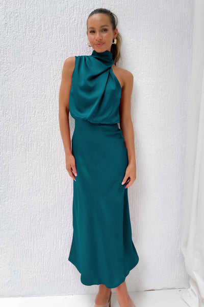 Lydia | Long Halter Neck Dress