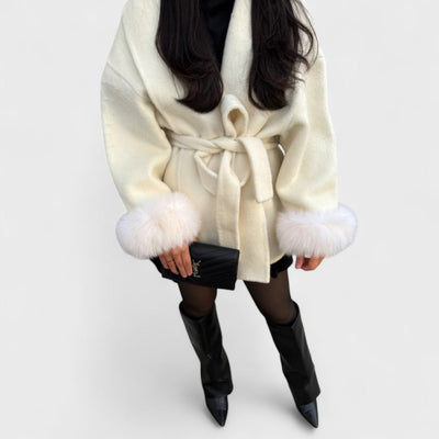 Lana | Elegant Wool Coat with Faux Fur Details
