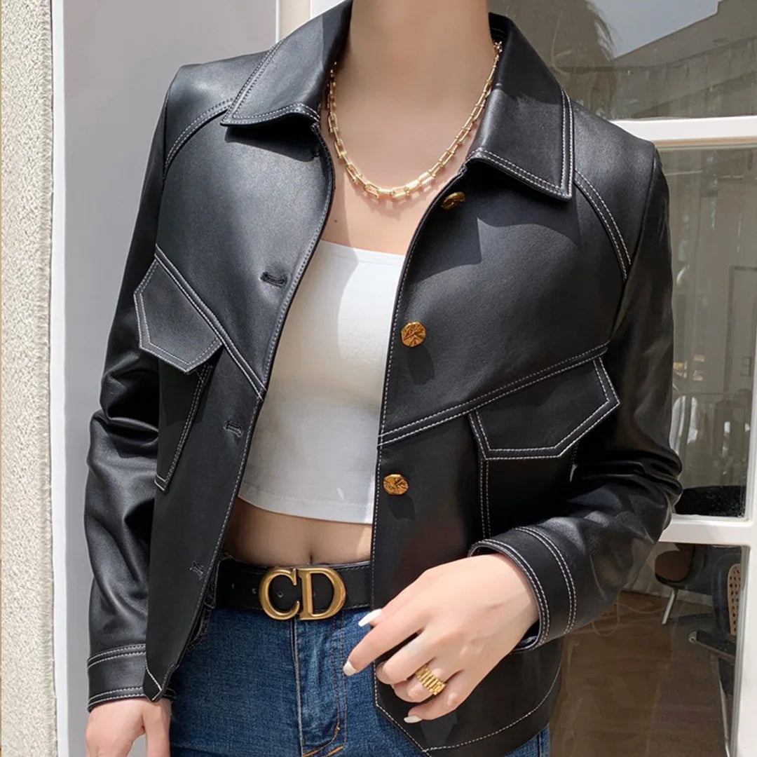Elara | Premium Spring Leather Jacket