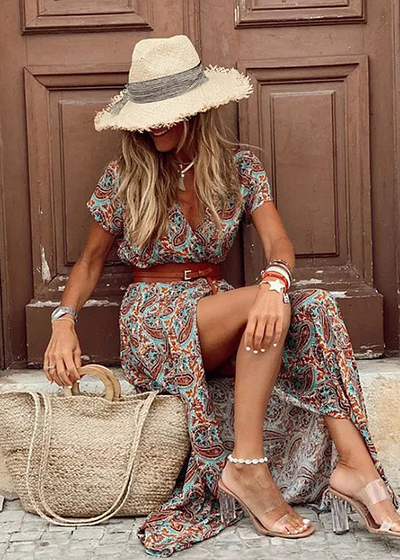 Solene | Romantic Floral Maxi with Side Slit