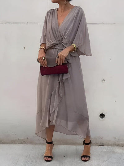 Monica | Flowing Chiffon V-Neck Dress