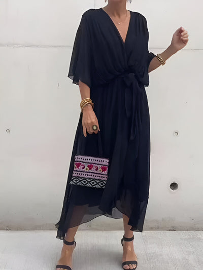 Monica | Flowing Chiffon V-Neck Dress