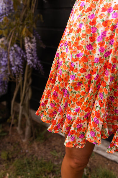 CLÉA | Floral Ruffle Skirt with Subtle Shine