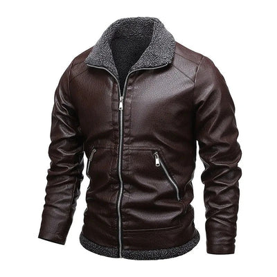 Tavian | Elegant Fleece-Lined Leather Jacket
