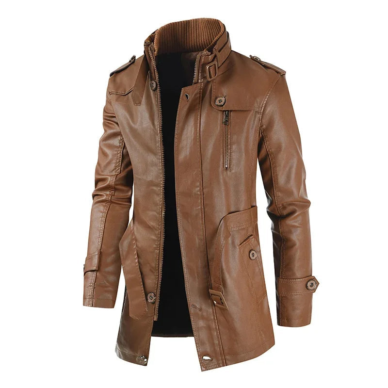 Nicolò | Long Biker Leather Jacket