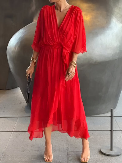Monica | Flowing Chiffon V-Neck Dress