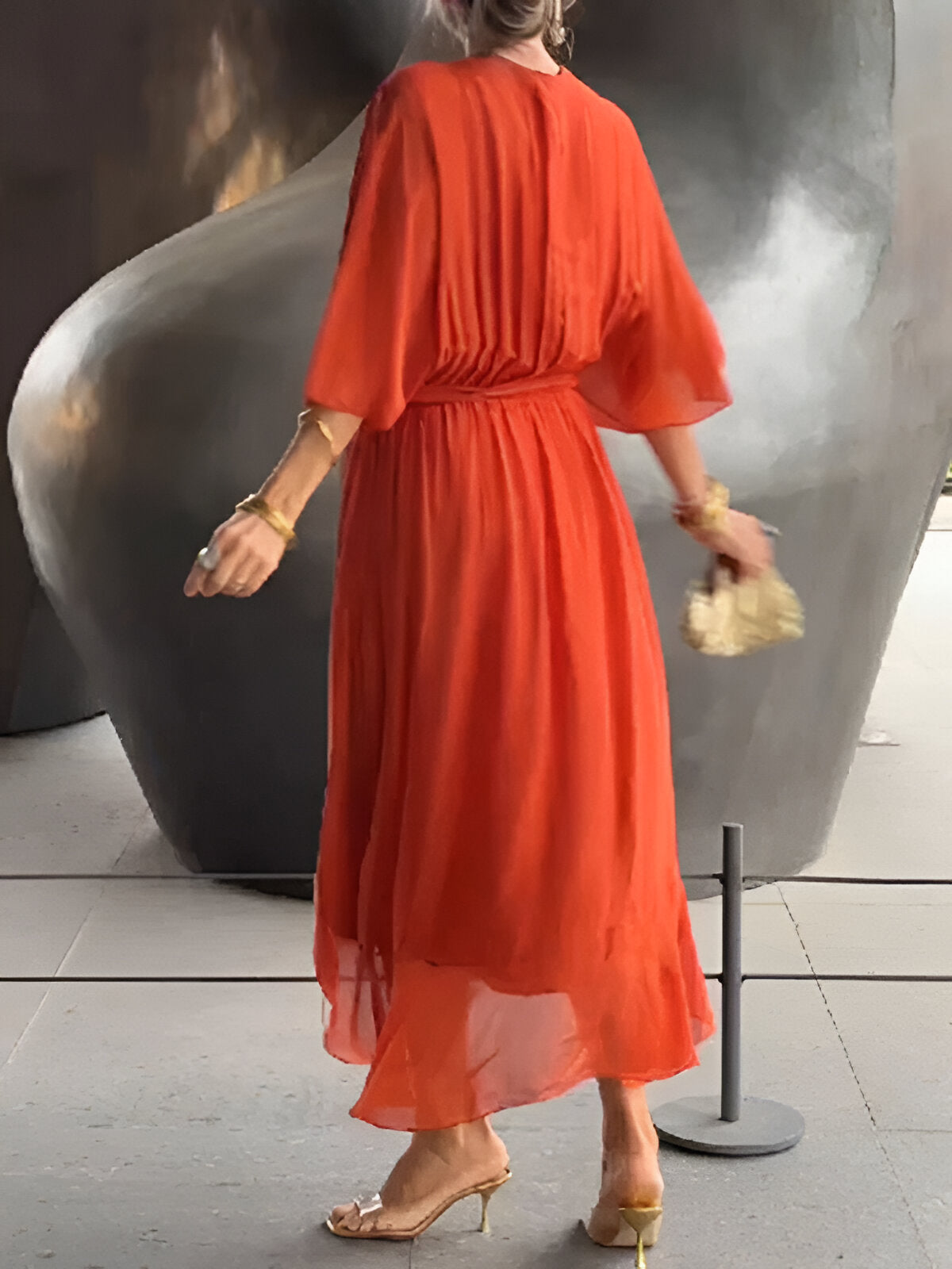 Monica | Flowing Chiffon V-Neck Dress