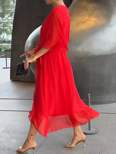 Monica | Flowing Chiffon V-Neck Dress