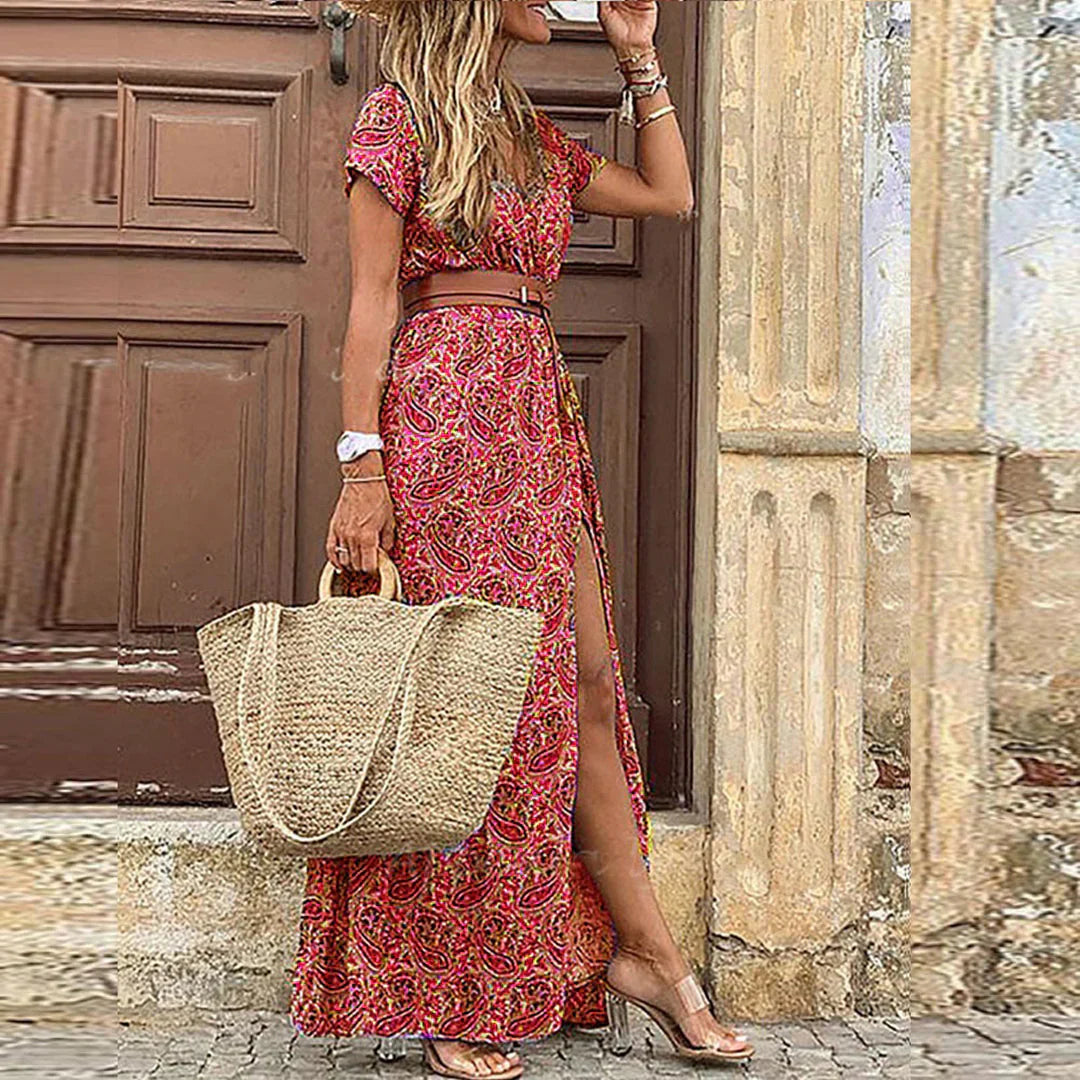 Solene | Romantic Floral Maxi with Side Slit