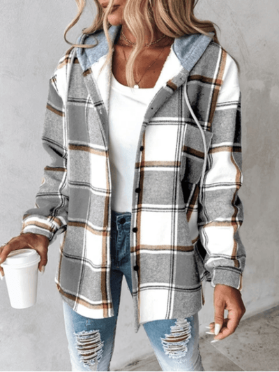 Estefanía | Checked Hoodie Blouse